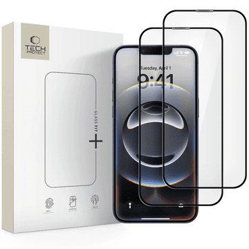 Tech-protect Glass Fit 2x zaštitno staklo za iPhone 13 / 13 Pro / 14 / 16e, crno