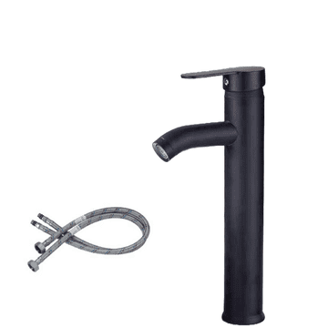 Tavalax Crna premium miješalica za umivaonik s 2 crijeva za toplu i hladnu vodu
