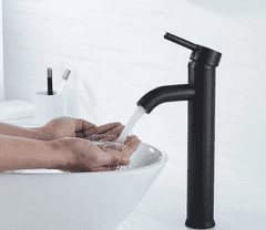 Tavalax Crna premium miješalica za umivaonik s 2 crijeva za toplu i hladnu vodu