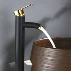 Tavalax Crna i zlatna premium miješalica za umivaonik s 2 crijeva za toplu i hladnu vodu