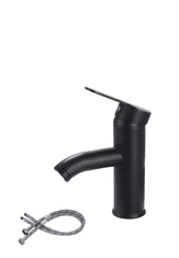 Tavalax Crna premium kompaktna miješalica za umivaonik s 2 crijeva za toplu i hladnu vodu