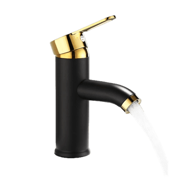 Tavalax Crna i zlatna kompaktna premium miješalica za umivaonik s 2 crijeva za toplu i hladnu vodu