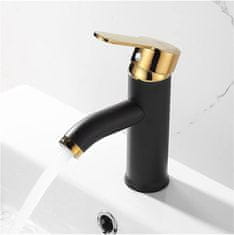 Tavalax Crna i zlatna kompaktna premium miješalica za umivaonik s 2 crijeva za toplu i hladnu vodu