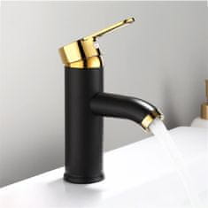Tavalax Crna i zlatna kompaktna premium miješalica za umivaonik s 2 crijeva za toplu i hladnu vodu