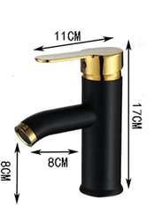 Tavalax Crna i zlatna kompaktna premium miješalica za umivaonik s 2 crijeva za toplu i hladnu vodu