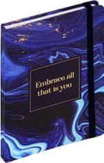 nb grafo Notes - bilježnica A5 crte tvrde korice, 96 listova, s gumicom, 0812.07, Marble plava