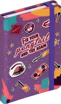 nb grafo Notes - bilježnica A6 crte tvrde korice, 96 listova, s gumicom, 0667.14 Dolly lila