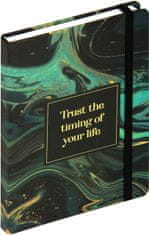 nb grafo Notes - bilježnica A5 crte tvrde korice, 96 listova, s gumicom, 0812.01, Marble zelena,