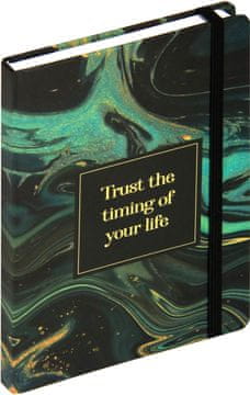 nb grafo Notes - bilježnica A5 crte tvrde korice, 96 listova, s gumicom, 0812.01, Marble zelena,