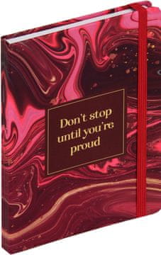 nb grafo Notes - bilježnica A5 crte tvrde korice, 96 listova, s gumicom, 0812.12, Mramorna ružičasta