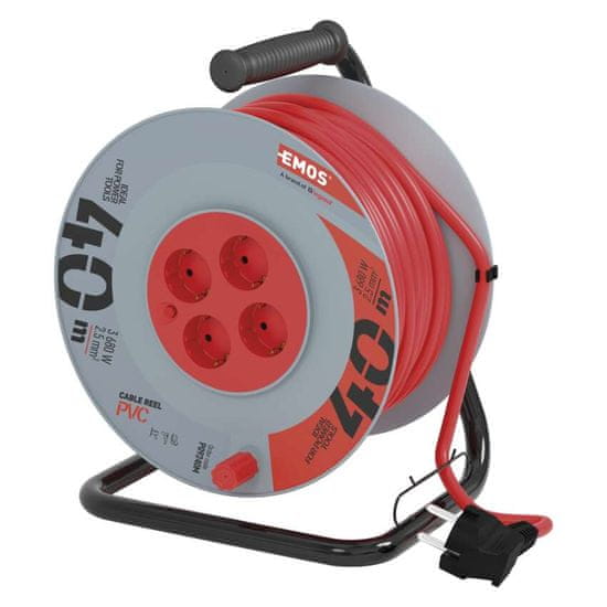 EMOS P09240M produžni kabel na kolutu 40 m, 4 utičnice, PVC, 230 V, 2,5 mm2