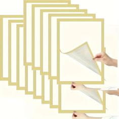 HOME & MARKER® Set 5 okvira za fotografije A4, PP+PVC materijal, ljepljiva traka – za zidne galerije i kućni dekor | FRAMEMAG, zlatna