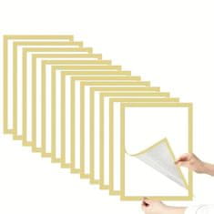 HOME & MARKER® Set 5 okvira za fotografije A4, PP+PVC materijal, ljepljiva traka – za zidne galerije i kućni dekor | FRAMEMAG, zlatna