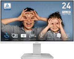 MSI Pro MP2412W monitor, 23.8, FHD, VA, 10Hz, 1ms, bijeli (PRO MP2412W)
