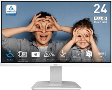 MSI Pro MP2412W monitor, 23.8, FHD, VA, 10Hz, 1ms, bijeli (PRO MP2412W)