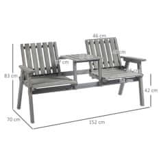 Aga Vrtna klupa sa stolom 152x70x83 cm Siva