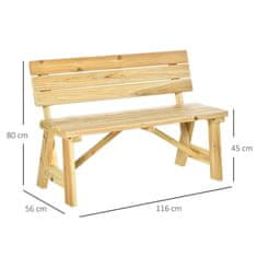 Aga Drvena vrtna klupa 116x56x80 cm Prirodna