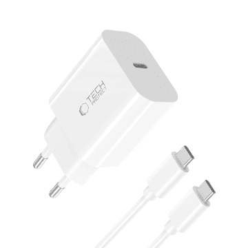 Tech-protect NC20W punjač USB-C PD 20W + kabel USB-C, bijela