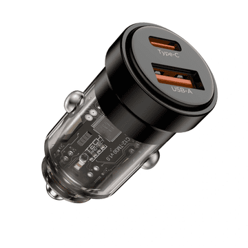 Tech-protect CC03 auto punjač USB / USB-C 45W PD QC, crno