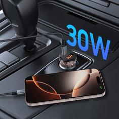 Tech-protect CC01 auto punjač USB / USB-C 30W PD QC, crno