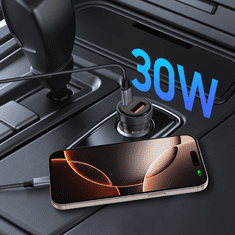 Tech-protect CC03 auto punjač USB / USB-C 30W PD QC, crno