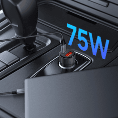 Tech-protect CC03 auto punjač USB / USB-C 75W PD, crno
