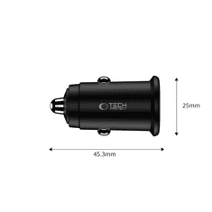 Tech-protect CC02 auto punjač USB / USB-C 35W PD QC, crno