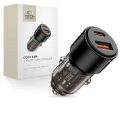 Tech-protect CC03 auto punjač USB / USB-C 95W PD QC, crno