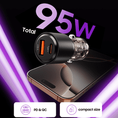 Tech-protect CC03 auto punjač USB / USB-C 95W PD QC, crno