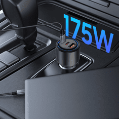 Tech-protect CC04 auto punjač USB / 2x USB-C 175W PD, crno