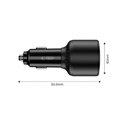 Tech-protect CC04 auto punjač USB / 2x USB-C 130W PD, crno