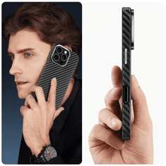 Tech-protect Ion Carbon MagSafe maska za iPhone 16, crno/srebro