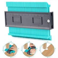 Netscroll Profilni mjerni alat za konture 12 cm, za drvo, pločice, laminat i cijevi, ABS plastika, s ravnalom i magnetom, mjerni alat za rubove, ProfilStar