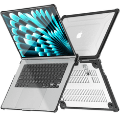 Tech-protect Smartshell Pro maska za MacBook Air 15 M2 / M3 / M4 / 2023-2025, crno/proziran