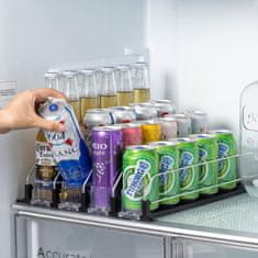 HOME & MARKER® Organizator za hladnjak 25×31×8 cm, automatsko klizanje, PP materijal – ušteda prostora i uredan izgled | DRINZER, crna