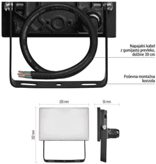 EMOS Tambo reflektor, 20 W, 2000 lm, IP65, crni (ZS2522)