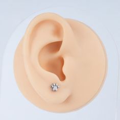 Titanski labret naušnica za uho, srebrna šapica, helix conch, 1,2/6