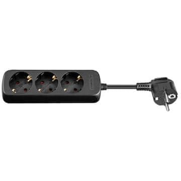 Goobay produžni kabel s 3 utičnice, 1,5 m, crni