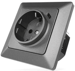 EMOS utičnica s USB-A+USB-C, antracit (A6000.7)