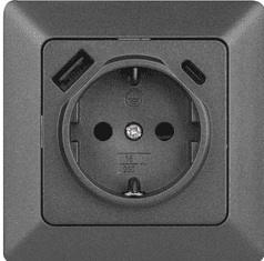 EMOS utičnica s USB-A+USB-C, antracit (A6000.7)