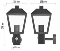 EMOS zidna svjetiljka s PIR senzorom, vrtna, LED, E27, 15 W (ZGB040P)