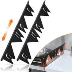 HOME & MARKER® Podesivi poklopac za prostor između štednjaka 35–70 cm, nehrđajući čelik, otporan na toplinu (2 kom) | STOVGAP, crna