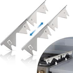 HOME & MARKER® Podesivi poklopac za prostor između štednjaka 35–70 cm, nehrđajući čelik, otporan na toplinu (2 kom) | STOVGAP, siva