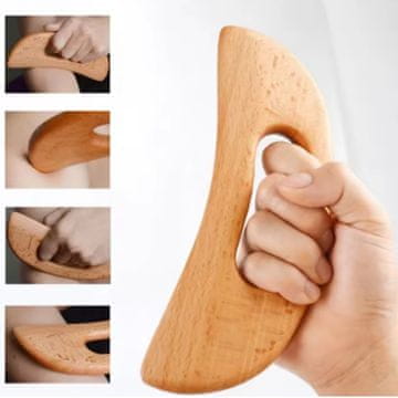 Netscroll Drveni gua sha masažni alat s površinom 19 cm za ručnu masažu tijela, BodyGuaSha