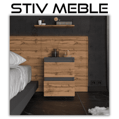 shumee Veliki noćni ormarić VELIKI mat siva / Wotan hrast