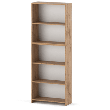 Wotan hrastova biblioteka 70 cm 5 polica registratori igračke potkrovlje drveni