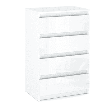 Sjajna bijela komoda s 4 ladice, 60 cm, TV ormarić za dnevni boravak i spavaću sobu