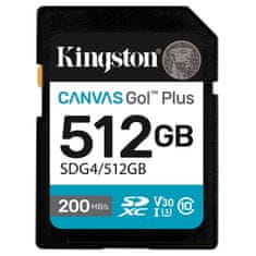 Kingston Canvas Go! Plus SD 512 GB Class 10 UHS-I U3, V30, 4K UHD (SDG4/512GB) memorijska kartica