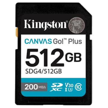 Kingston Canvas Go! Plus SD 512 GB Class 10 UHS-I U3, V30, 4K UHD (SDG4/512GB) memorijska kartica