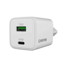 Canyon CU45AC kućni punjač, 45 W, GaN, PD, QC, bijeli (CNS-CUW45AC)